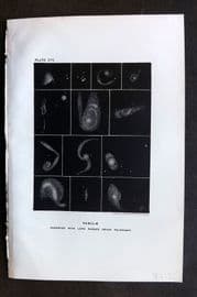 Ball C1900 Antique Astronomy Print. Nebulae observed with Rosse's Telescope 16