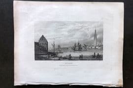 Barclay C1835 Antique Print. Antwerp, Belgium