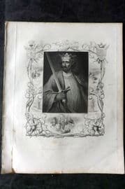 Barclay C1838 Antique Portrait Print. King Edward I