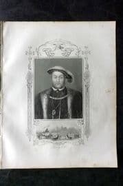 Barclay C1838 Antique Portrait Print. King Henry VIII