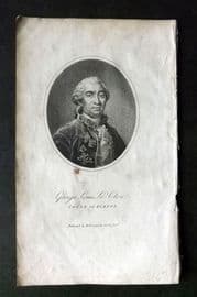 Barr & Buffon 1808 Antique Print. Count of Buffon, Comte de Buffon
