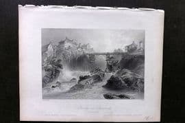 Bartlett Canada 1842 Antique Print. Bridge at Sherbrooke (Eastern Township)