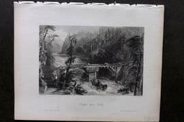 Bartlett Canada 1842 Antique Print. Bridge near Quebec