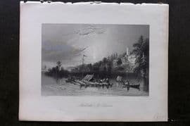 Bartlett Canada 1842 Antique Print. Brockville - St. Lawrence