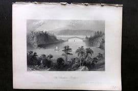 Bartlett Canada 1842 Antique Print. Chaudiere Bridge near Quebec