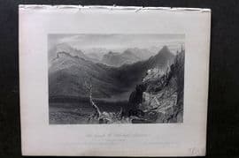 Bartlett Canada 1842 Antique Print. Lake beneath the Owls Head Mountain