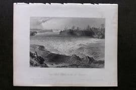 Bartlett Canada 1842 Antique Print. Long Sault Rapid on the St. Lawrence
