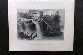Bartlett Canada 1842 Antique Print. Mill on the Rideau - near Bytown
