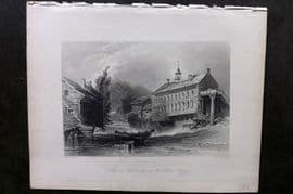 Bartlett Canada 1842 Antique Print. Mills at Sherbrooke on the River Magog