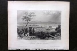 Bartlett Canada 1842 Antique Print. Montreal from the Mountain