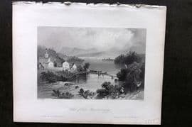 Bartlett Canada 1842 Antique Print. Outlet of Lake Memphremagog