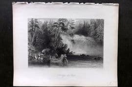 Bartlett Canada 1842 Antique Print. Portage des Chats