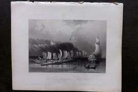 Bartlett Canada 1842 Antique Print. Raft on the St. Laurence at Cape Sante