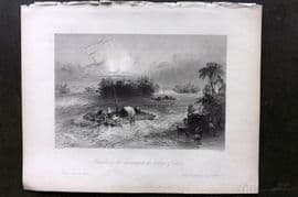 Bartlett Canada 1842 Antique Print. Rapids on approach to the Village of Cedars
