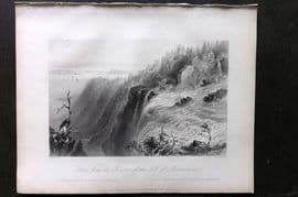 Bartlett Canada 1842 Antique Print. Scene from the Summit of fall of Montmorenci