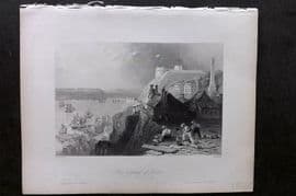Bartlett Canada 1842 Antique Print. The Citadel of Quebec