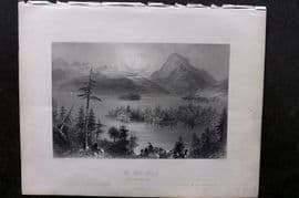 Bartlett Canada 1842 Antique Print. The Owls Head (Lake Memphremagog)