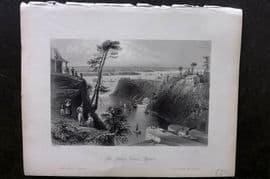 Bartlett Canada 1842 Antique Print. The Rideau Canal, Bytown