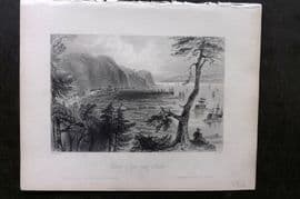 Bartlett Canada 1842 Antique Print. Timber Depot near Quebec