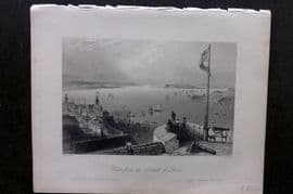 Bartlett Canada 1842 Antique Print. View from the Citadel of Quebec