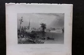 Bartlett Canada 1842 Antique Print. Village of Cedards, River St. Lawrence