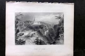 Bartlett Canada 1842 Antique Print. Village of Lorette (near Quebec)