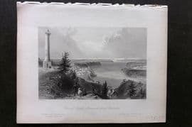 Bartlett Canada 1842 Print. General Brock's Monument above Queenston