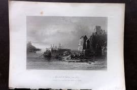 Bartlett Danube 1842 Antique Print. Approach to Passau from Linz, Austria