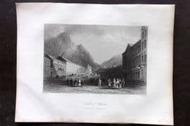 Bartlett Danube 1842 Antique Print. Baths of Mehadia, Romania