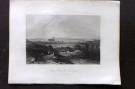 Bartlett Danube 1842 Antique Print. City of Ulm from the heights. Germany