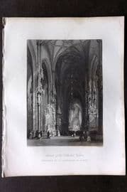 Bartlett Danube 1842 Antique Print. Interior of the Cathedral at Vienna, Austria