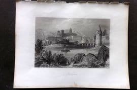 Bartlett Danube 1842 Antique Print. Passau, Germany