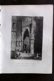 Bartlett Danube 1842 Antique Print. Porch of the Cathedral at Ratisbon, Germany