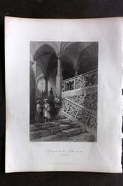 Bartlett Danube 1842 Antique Print. Staircase to the Rath-House, Ratisbon