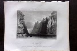 Bartlett Danube 1842 Antique Print. The Kasan Pass, Romania