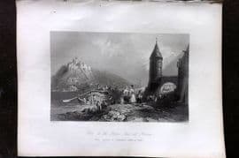 Bartlett Danube 1842 Print. Scene on the River Inn, Passau, Germany