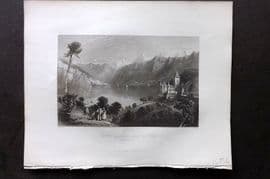 Bartlett Switzerland C1840 Antique Print. Castle of Spietz, Lake of Thun