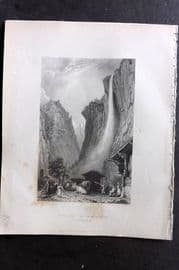 Bartlett Switzerland C1840 Antique Print. Fall of the Staubbach, Bern