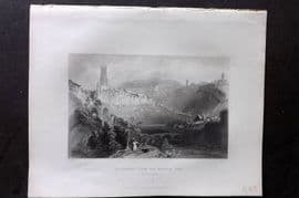 Bartlett Switzerland C1840 Antique Print. Freyburg from the Opposite Side