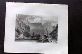 Bartlett Switzerland C1840 Antique Print. Jungfrau