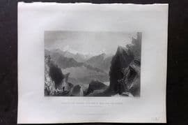 Bartlett Switzerland C1840 Antique Print. Pass of the Ghemmi with Monte Rosa