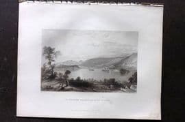 Bartlett Switzerland C1840 Antique Print. St. Peters Island, Lake of Bienne