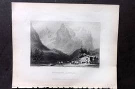 Bartlett Switzerland C1840 Antique Print. Wetterhorn - Rosenlaui
