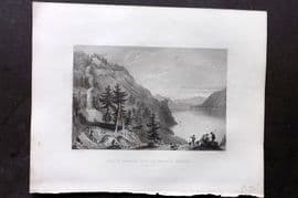 Bartlett Switzerland C1840 Print. Lake of Brientz, with the Giesbach Cascade. Bern