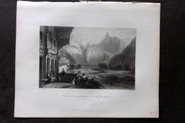 Bartlett Switzerland C1840 Print. Village of Kandersteg, Pass of the Ghemmi, Bern