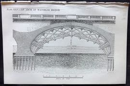 Beeton 1870 Antique Print. An Arch of Waterloo Bridge 25
