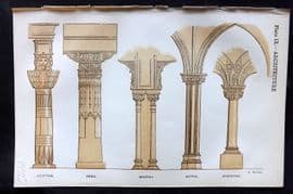 Beeton 1870 Antique Print. Architecture - Columns 09