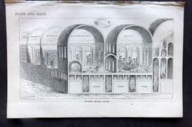 Beeton 1870 Antique Print. Bath - Ancient Roman Baths 16