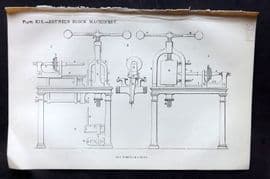 Beeton 1870 Antique Print. Brunel's Block Machinery 19