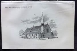 Beeton 1870 Antique Print. Decorated English Style Architecture 41